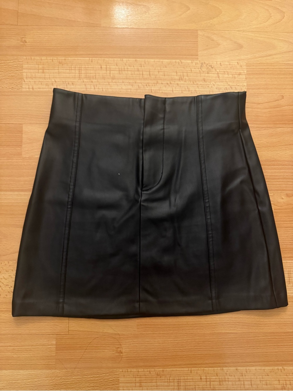 Zara Black Faux Leather Mini Skirt with Panel Stitching chic edgy goth